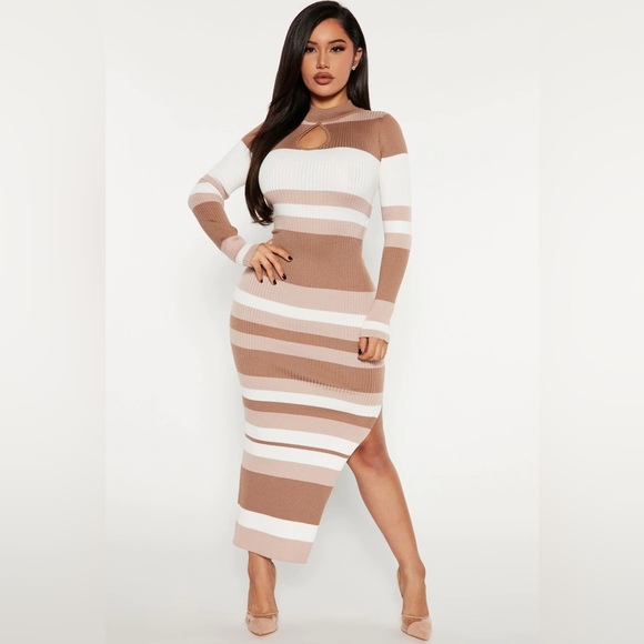 Midi Dress for Neutral Lovers 🤎 “You’re My Fave” Sweater Dress by Fashion Nova - Picture 4 of 13